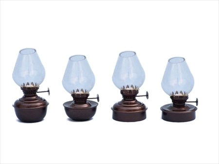 Antique Copper Table Oil Lamp 5 in. - Set of 4 Decorative Accent
