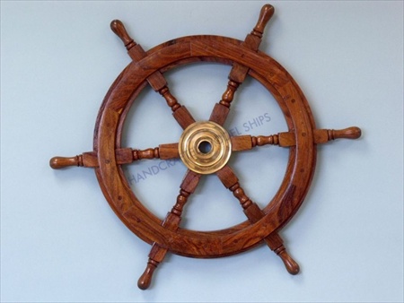 Deluxe Class Wood and Brass Ship Wheel 30 in. Ship Wheels Decorative Accent
