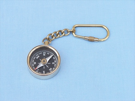 Solid Brass Compass Key Chain 5 in. Nautical Accents Decorative Accent