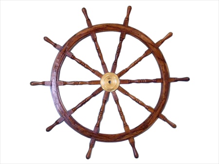 Deluxe Class Wood and Brass Ship Wheel 36 in. Ship Wheels Decorative Accent