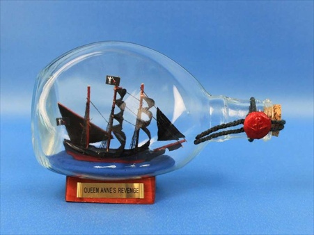 Blackbeards Queen Annes Revenge Pirate Ship in a Bottle 7 in. Ships In A Bottle Decorative Accent