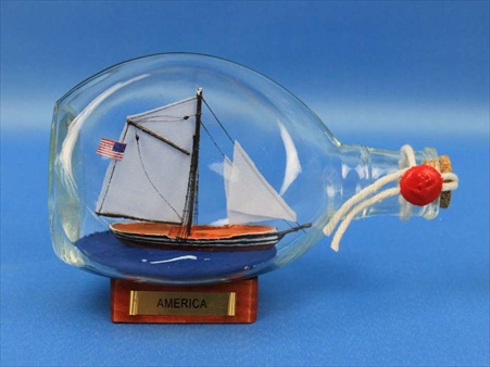 Picture of Handcrafted Model Ships America-Bottle America Sailboat in a Bottle 7 in. Ships In A Bottle Decorative Accent