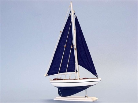 Picture of Handcrafted Model Ships ps-blue-bluesails Pacific Sailor 17 in. - Blue Sails Decorative Sail Boat