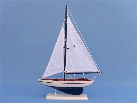 PS-Blue-whitesails Pacific Sailor Blue 17 in. - White Sails Decorative Sail Boat