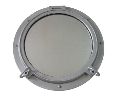 Silver Finish Porthole Mirror 24 in. Port Holes Decorative Accent