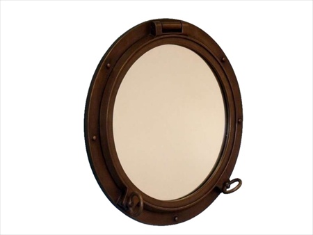 Bronzed Porthole Mirror 24 in. Port Holes Decorative Accent
