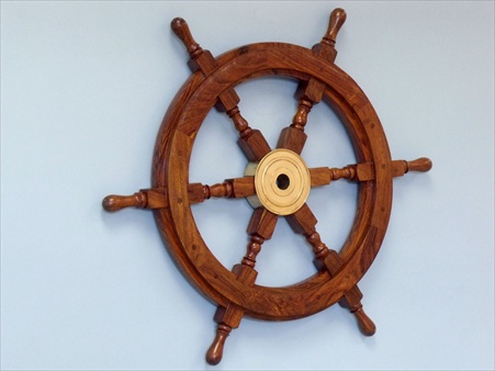 Deluxe Class Wood and Brass Ship Wheel 18 in. Ship Wheels Decorative Accent