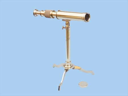 Floor Standing Brass Telescope on Stand 17 in. Telescopes Decorative Accent