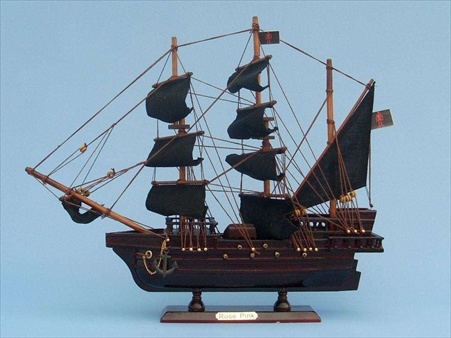 Picture of Handcrafted Model Ships Rose Pink 141 Ed Lows Rose Pink Pirate Ship 14 in. Decorative Model Pirate Ships