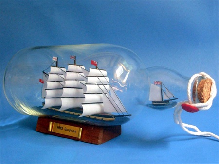 Master And Commander HMS Surprise Ship in a Bottle 11 in. Ships In A Bottle Decorative Accent