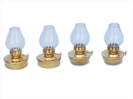 NL-1141 Solid Brass Table Oil Lamp 5 in. - Set of 4 Decorative Accent