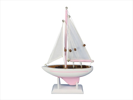 Pacific Sailor Pink 9 in. Model Ship Decorative Accent