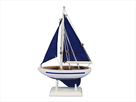 Pacific Sailor Blue - Blue Sails 9 in. Model Ship Decorative Accent