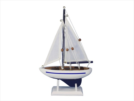 Pacific Sailor Blue 9 in. Model Ship Decorative Accent