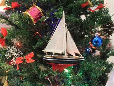 Picture of Handcrafted Model Ships Sailboat9-101-XMAS American Sailboat Christmas Tree Ornament 9 in. - Nautical Christmas Decoration
