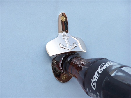 Chrome Wall Mounted Anchor Bottle Opener 3 in. Decorative Accent