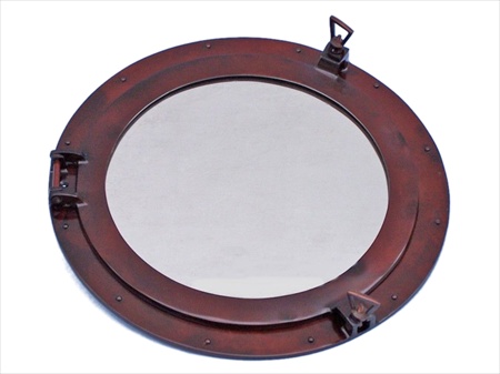 Deluxe Class Antique Copper Porthole Mirror 20 in. Decorative Accent