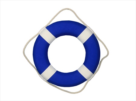 Vibrant Blue Decorative Lifering With White Bands 15 in.