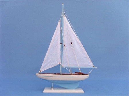 Picture of Handcrafted Model Ships PS-Light Blue17 Pacific Sailor Light Blue 17 in. Tall Sail Boat Decorative Accent