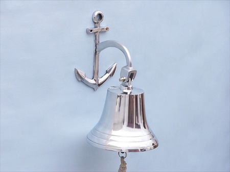 Chrome Hanging Anchor Bell 12 in. Decorative Accent