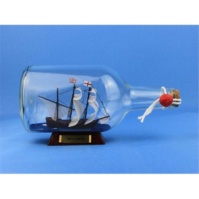 Handcrafted Model Ships Mayflower Bottle Mayflower Ship in a Bottle 9 in. Shi...