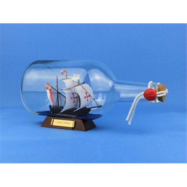 Handcrafted Model Ships Santa Maria Bottle Santa Maria Ship in a Bottle 9 in....