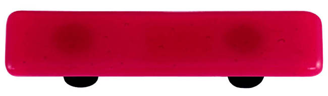 Light Pink Rectangle Glass Cabinet Pull - Black Post