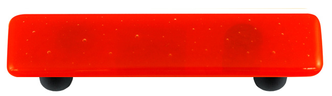 HK1002-PB Tomato Red Rectangle Glass Cabinet Pull - Black Post