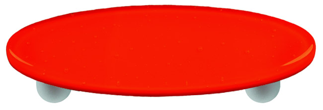 Tomato Red Oval Glass Cabinet Pull - Aluminum Post