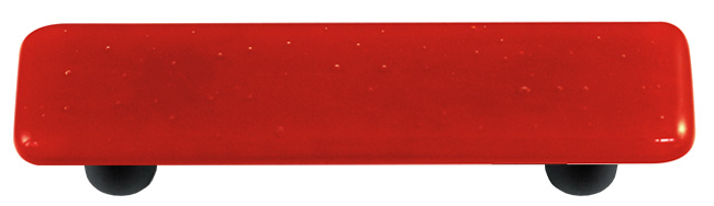 HK1003-PB Brick Red Rectangle Glass Cabinet Pull - Black Post