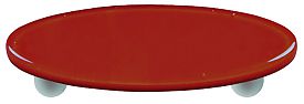Brick Red Oval Glass Cabinet Pull - Aluminum Post