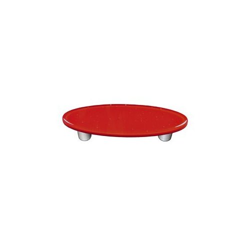 Glass Cabinet Pull - Brick Red Oval - Black Post