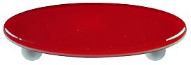 Red Oval Glass Cabinet Pull - Aluminum Post