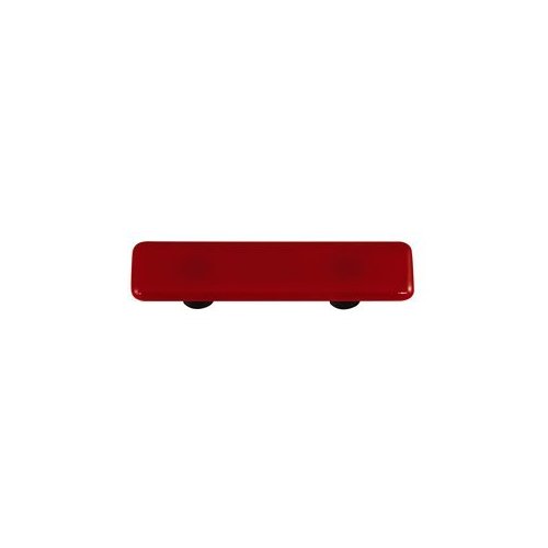 Garnet Red Rectangle Glass Cabinet Pull - Black Post