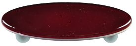 Garnet Red Oval Glass Cabinet Pull - Aluminum Post