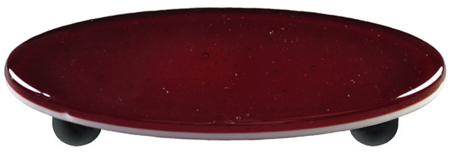 HK1005-POB Garnet Red Oval Glass Cabinet Pull - Black Post