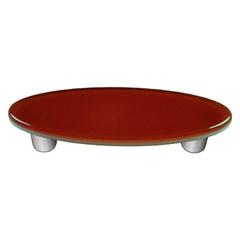 Sunset Coral Oval Glass Cabinet Pull - Aluminum Post