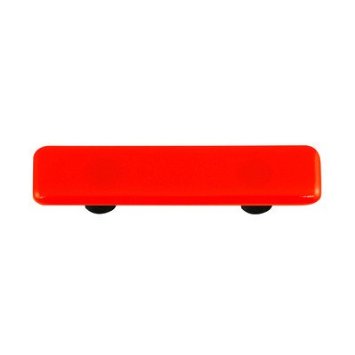 Transparent Orange Rectangle Glass Cabinet Pull - Black Post