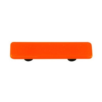 Opal Orange Rectangle Glass Cabinet Pull - Black Post