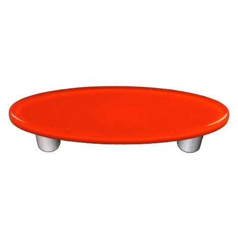 HK1008-POB Opal Orange Oval Glass Cabinet Pull - Black Post