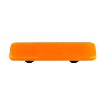 HK1009-PB Pumpkin Orange Rectangle Glass Cabinet Pull - Black Post