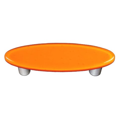 HK1009-POB Pumpkin Orange Oval Glass Cabinet Pull - Black Post