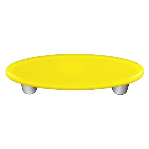 Canary Yellow Oval Glass Cabinet Pull - Aluminum Post
