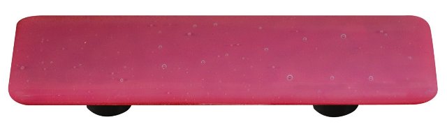 Opaline Red Rectangle Glass Cabinet Pull - Aluminum Post