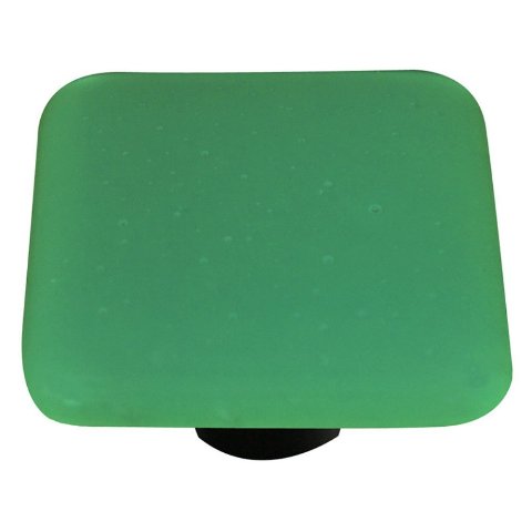 Picture of Hot Knobs HK9053-KB Opaline Jade Green Square Glass Cabinet Knob - Black Post