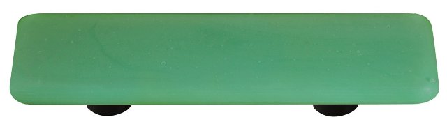 Opaline Jade Green Rectangle Glass Cabinet Pull - Black Post