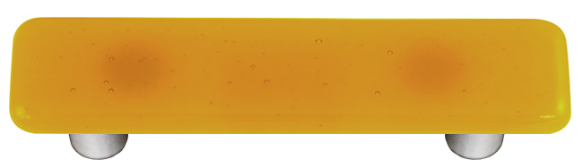 Medium Amber Rectangle Glass Cabinet Pull - Aluminum Post