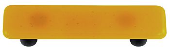 Medium Amber Rectangle Glass Cabinet Pull - Black Post