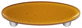 Medium Amber Oval Glass Cabinet Pull - Aluminum Post
