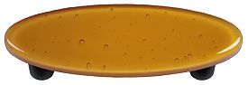 Medium Amber Oval Glass Cabinet Pull - Black Post